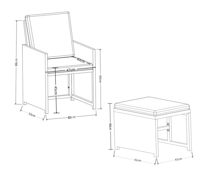 4-tlg Gartenstuhl Rattan Fußauflage Hocker Raloso