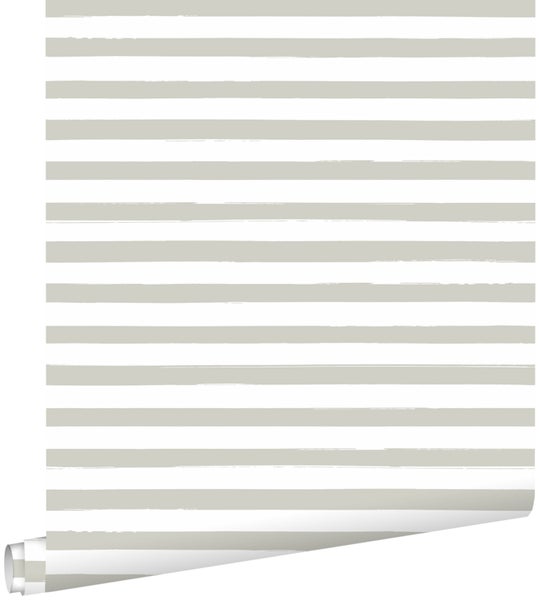 ESTAhome Tapete gemalte Streifen Beigebraun und Weiß - 0,53 x 10,05 m - 138968
