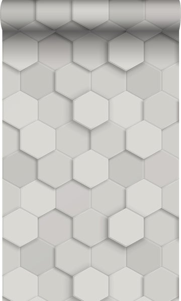 Origin Wallcoverings Öko-Strukturtapete 3D Wabenmuster Hellgrau - 0,53 x 10,05 m - 347850