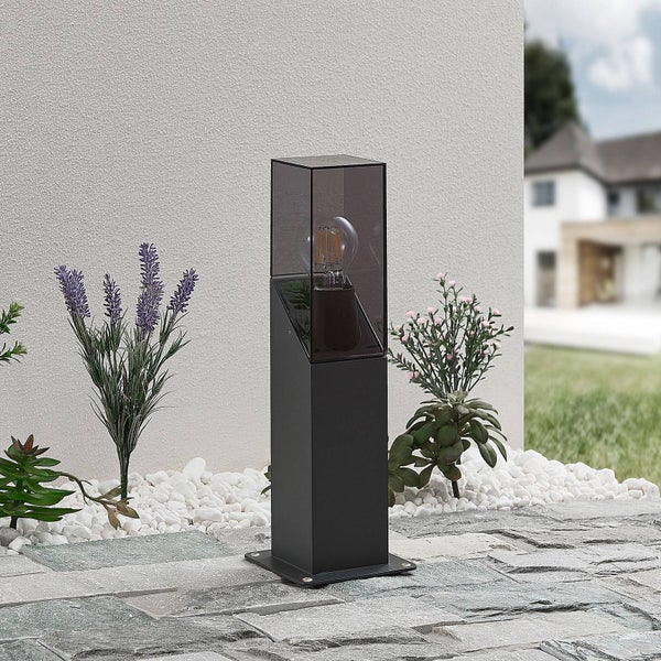 Lucande Außenleuchte Fiola (spritzwassergeschützt (Modern) in Schwarz aus Aluminium (1 flammig, E27) - Wegeleuchte Pollerleuchte Wegelampe Sockelleuchte