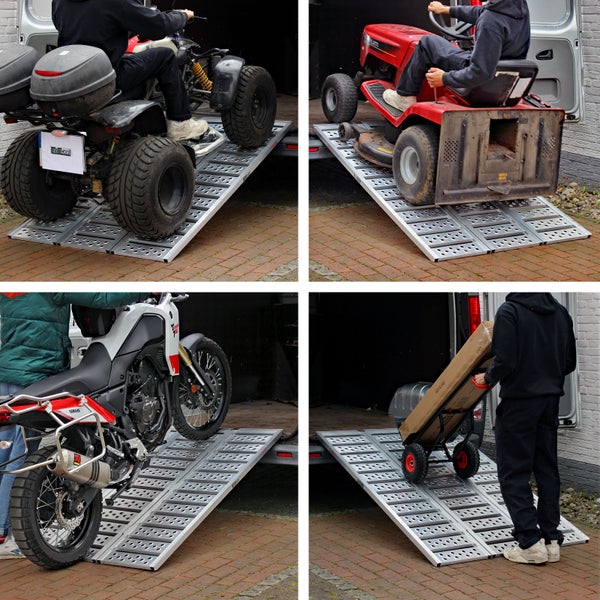 DREIBREIT by TRUTZHOLM 3-fach Auffahrrampe klappbar 175cm Tragkraft 1020kg Alu grau gelocht gerillt Verladerampe Rampe