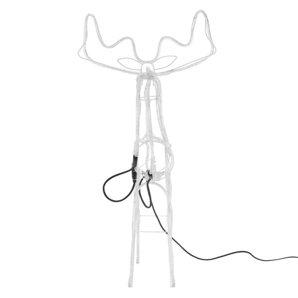 ECD Germany LED Magic animiertes Rentier mit motorgesteuertem hin und her bewegegenden Kopf 85 x 98 cm, Warmweiß, IP44 Außen/Innen, Elch, Weihnachtsbeleuchtung Weihnachtsdeko Weihnachten Lichtschlauch