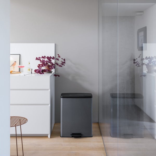 Curver Deco Bin Mülleimer - 65L- mit Pedal - cool grey