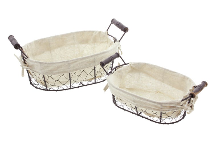FRANK FLECHTWAREN | Füllkorb Metall, 2er Set, METALL, 23 x 15 x 8 cm, 29 x 19 x 10 cm
