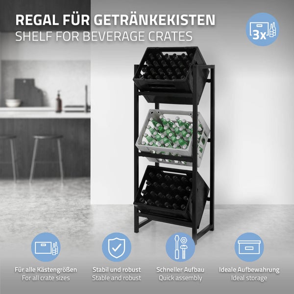 ML-Design 4er Set Getränkekistenregal für 3 Kisten, 47x31x116,5 cm, Stahl, freistehend, stabil, Standregal für Getränkekisten, Getränkeregal Kastenregal Kistenregal Getränkekistenständer Kistenständer