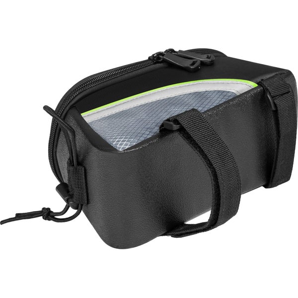 Schwarze Fahrrad Satteltasche mit Reißverschluss und Befestigungsriemen