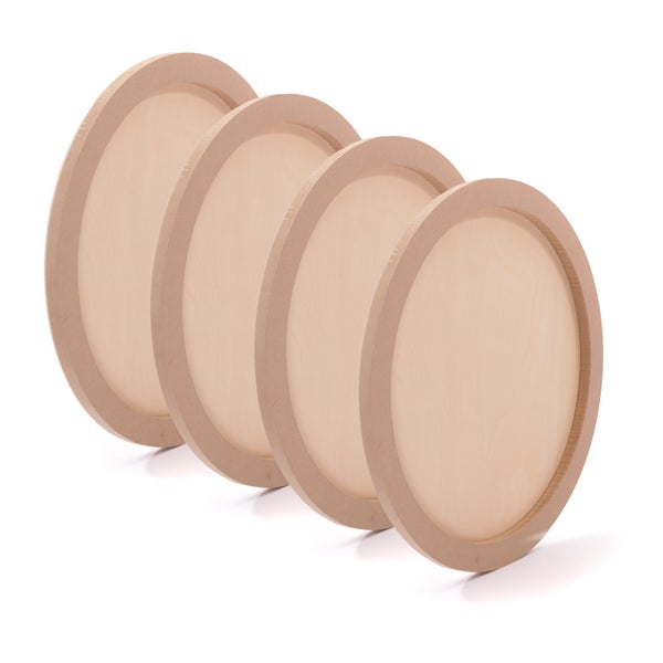 Holz-Malgrund 4er Set 60x60 cm (LxB) Birkenholz naturbelassen, Tiefe 2 cm  naturfarben