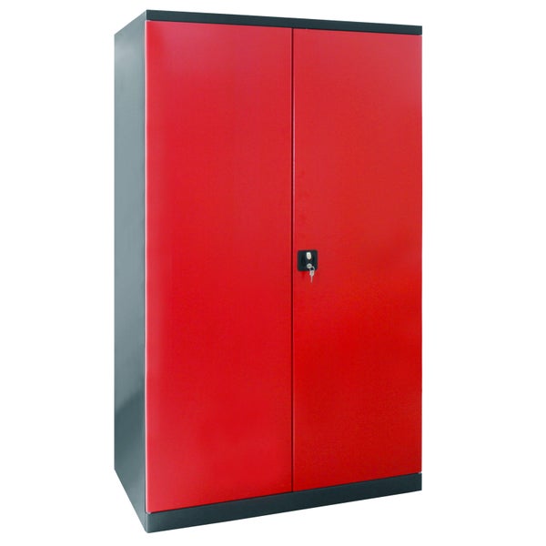 PROREGAL Stahlschrank Owl mit 4 Fachboden HxBxT 192 x 110 x 58 cm Anthrazitgrau Rot
