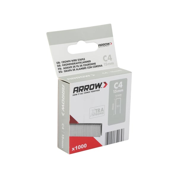 Arrow Kronendrahtklammern C4 15 mm, Packung mit 1000 Stück.