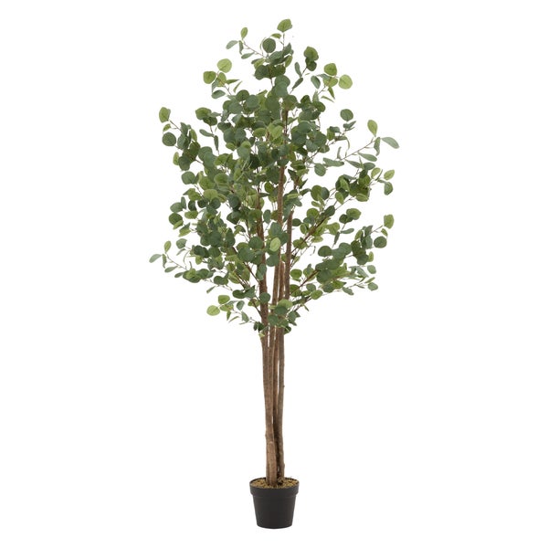 ML-Design Künstliche Eukalyptus 180 cm, Künstliche Pflanzen groß, Kunstpflanze mit Naturholzstamm, Fake Plastikpflanzen im Topf, Deko für Drinnen und Draußen, Kunstbaum wie echt für Wohnzimmer Büro
