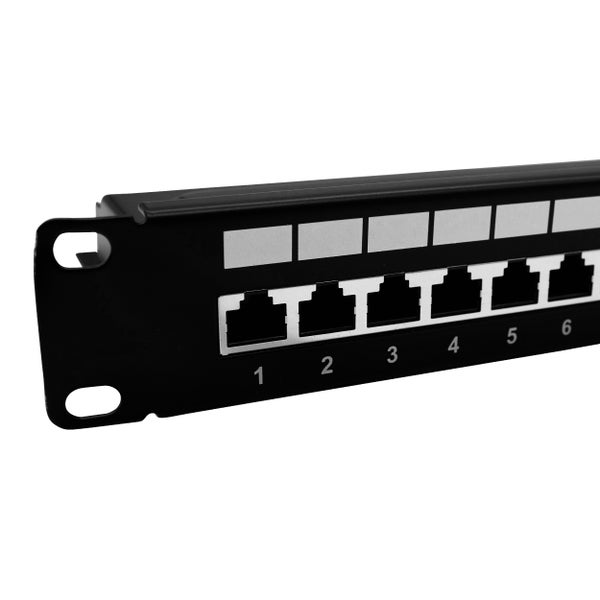 ProfiPatch Patchpanel Patchfeld Cat.6 19 Zoll 24-Port RJ45 geschirmt Rackeinbau 1HE schwarz
