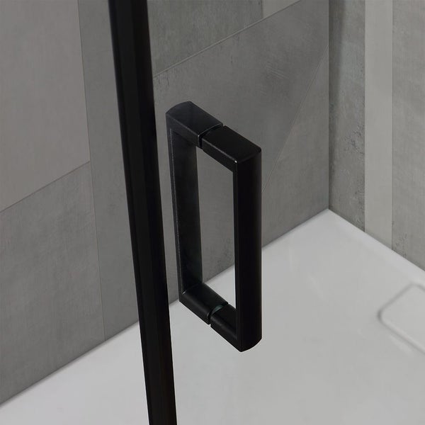 Duschkabine 70x90 cm, Höhe 190 cm, mit schwarzem, mattem Profil und transparentem Glas | City