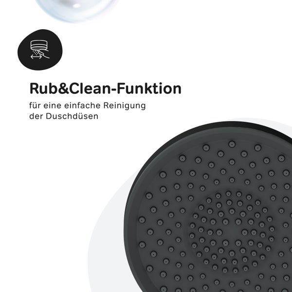 Duschkopf mit Rub and Clean Funktion zur einfachen Reinigung von Antikalkdüsen