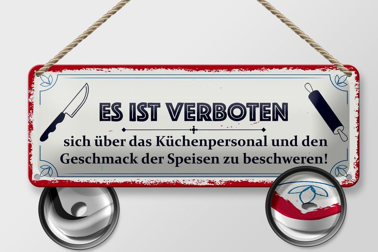 Blechschild Spruch 27x10cm Es ist verboten sich über das Dekoration