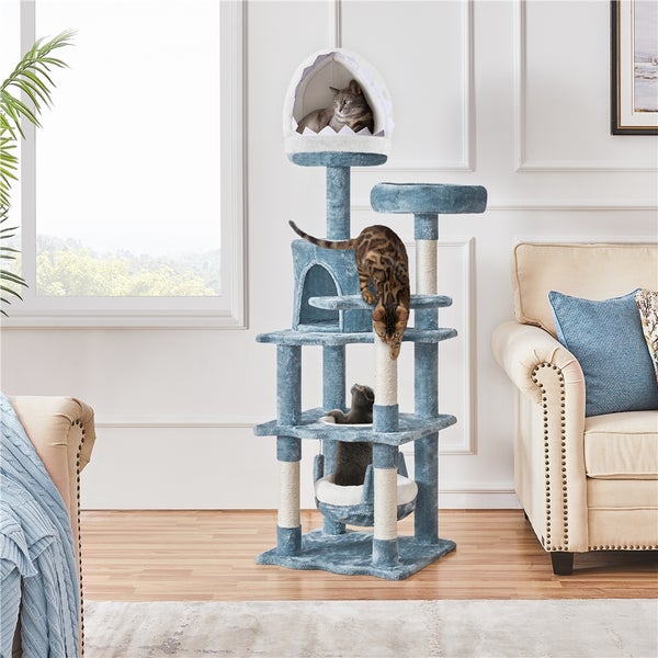 Mehrstöckiger Katzenbaum mit Kratzstämmen und Liegeflächen für Katzen