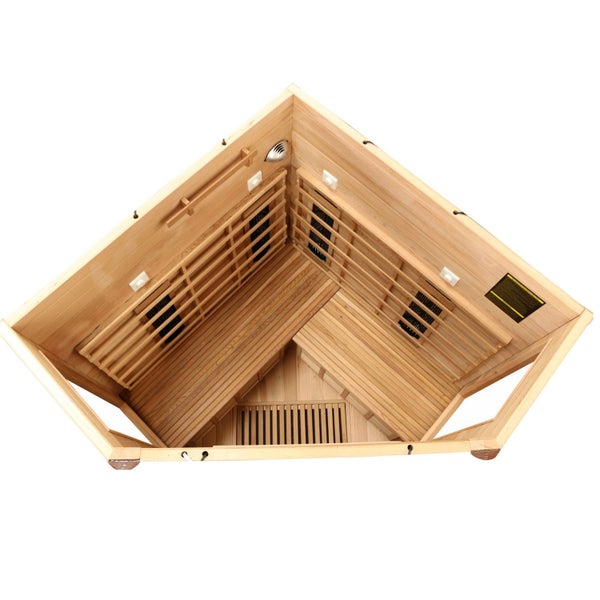 Dewello® Infrarotkabine Infrarotsauna TORONTO 152cm x 152cm inkl. 6 Vollspektrumstrahler, 3 Karbonstrahler, Farblicht