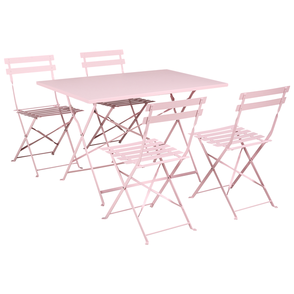 Gartenmöbel Set 4-Sitzer FIORI klappbar Metall Pastellrosa