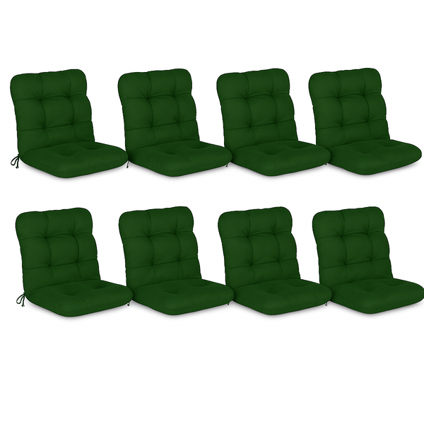 Set aus acht Gartenstuhlauflagen mit hoher Rückenlehne für Gartenmöbel