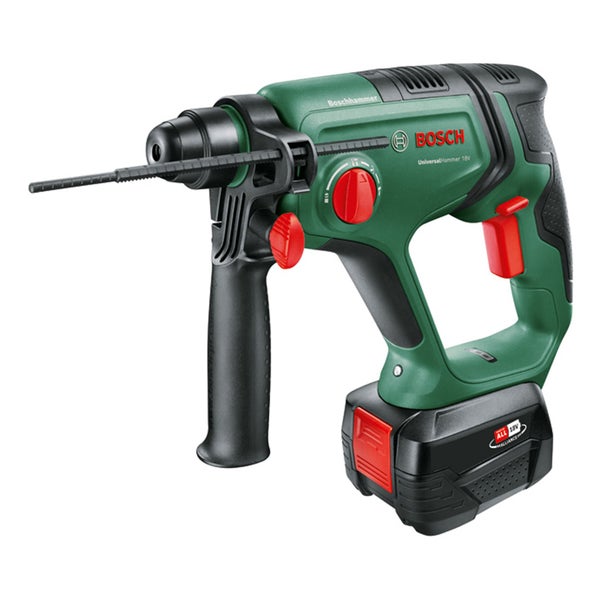 Bosch UniversalHammer 18 Volt Akku Bohrhammer mit Zusatzhandgriff und Tiefenanschlag