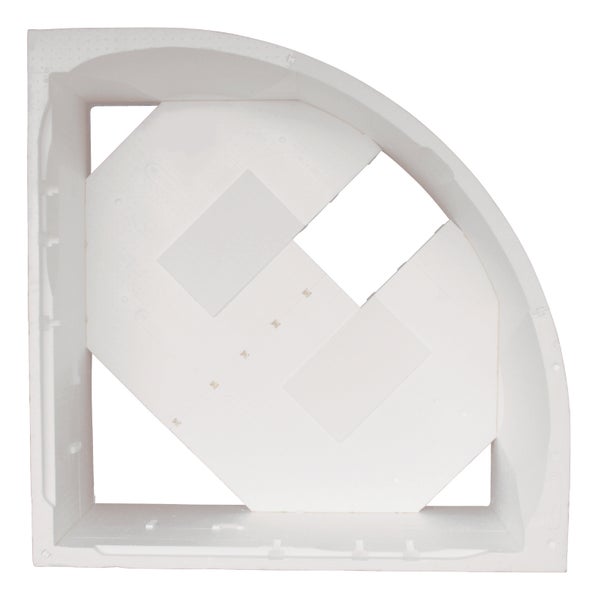 Duschwannenträger Viertelkreis aus weißem Polystyrol