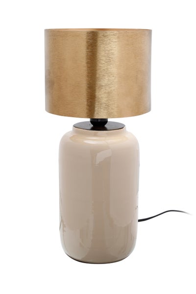 Dekorative Tischlampe Creme Gold, Klassische Nachtischlampe 43 cm | Wohnzimmer Esszimmer Leuchte