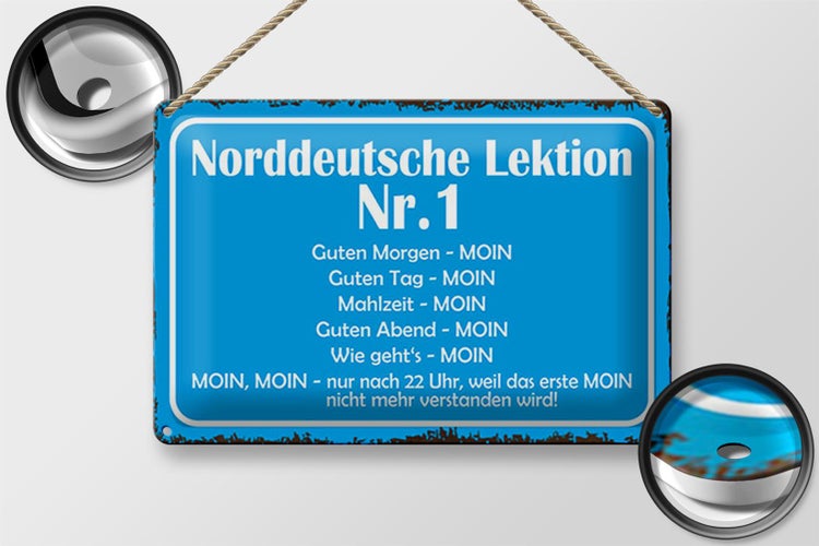 Blechschild Spruch 30x20cm Norddeutsche Lektion Nr. 1 MOIN