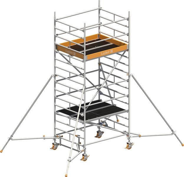 Layher Fahrgerüst mit zwei Plattformen und Stützstreben