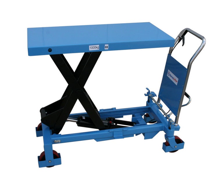 Scherenhubtischwagen mit einer Traglast von 1000 kg und HanseLifter Logo.
