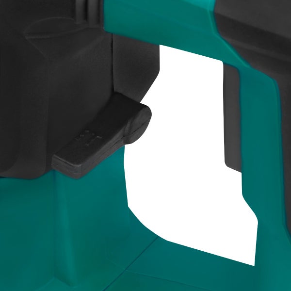 Detailansicht eines Handgriffs für Elektrowerkzeuge mit einem Hebel zur Einstellung der Drehrichtung.