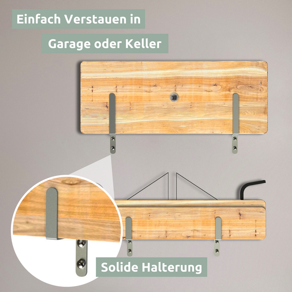 holz4home Bierzeltgarnitur Mehrteilig & Klappbar Inklusive Wandhalterung Mit Lehne