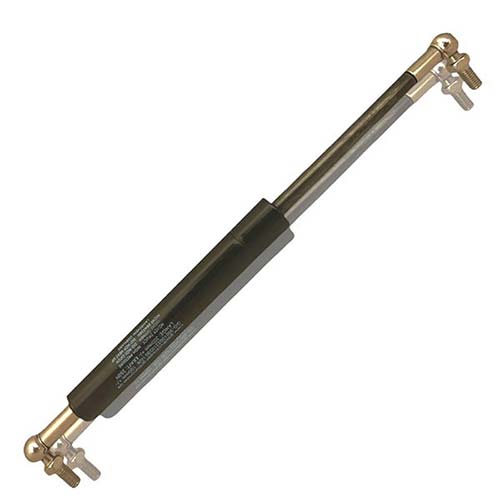Gasdruckfeder aus Metall mit Kugelgelenken an beiden Enden.