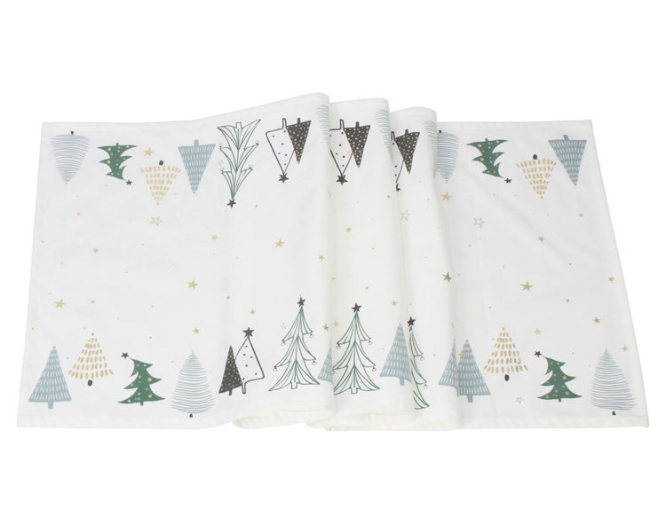 FRANK FLECHTWAREN | Tischläufer Tannenbäumchen, POLYESTER, 40 x 140 cm