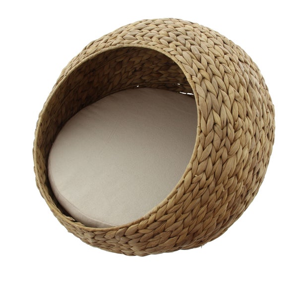 FRANK FLECHTWAREN | Tierbett Kuschelhöhle, ca. Ø 50 x 30 cm, Kissen Ø 40 x 4 cm, KORBGEFLECHT, METALL