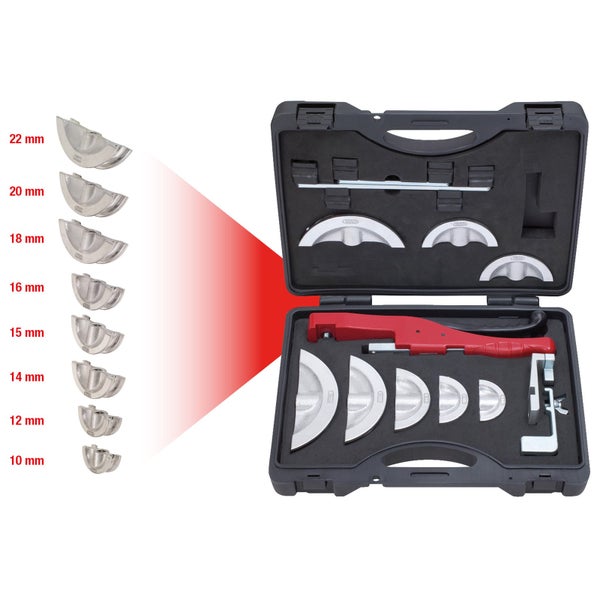 Rohrbiegegerät Set mit Biegewerkzeugen in verschiedenen Größen im Koffer