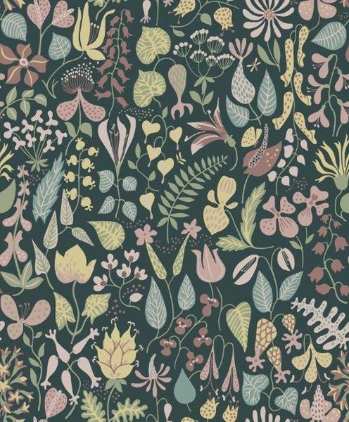 Borastapeter Tapete Blumen Blau und Mehrfarbig - 53 cm x 10.05 m - 660747