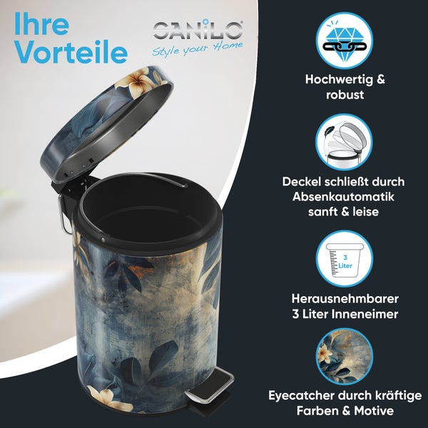 Canilo Treteimer mit Blumenmuster, 3 Liter Fassungsvermögen