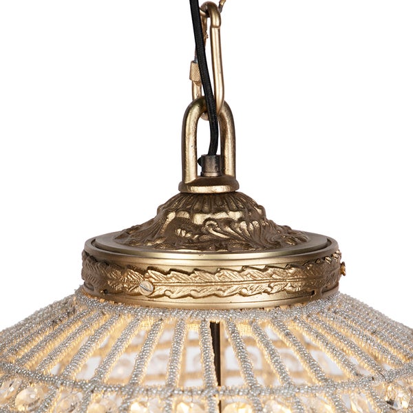 Art Deco Hängelampe mit Kristallen / Gold 50 cm - Kasbah