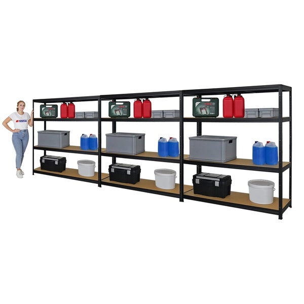 PROREGAL Mega Deal 3er-Set Schwerlastregal Giant Elephant 160x150x45cm mit 4 Ebenen Fachlast 200kg Schwarz