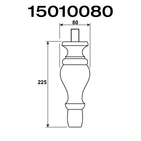 Technische Zeichnung eines Möbelfußes mit den Maßen 225 und 80