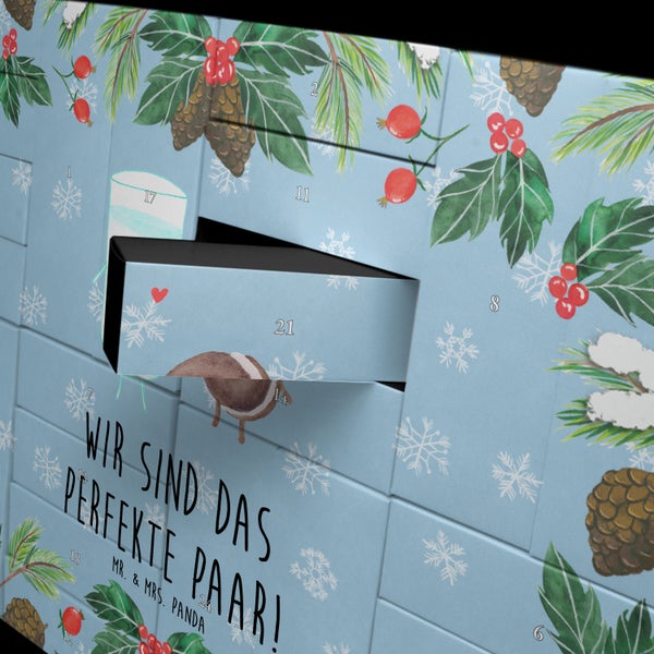 Mr. & Mrs. Panda Befüllbarer Adventskalender Milch Keks - Blau Pastell