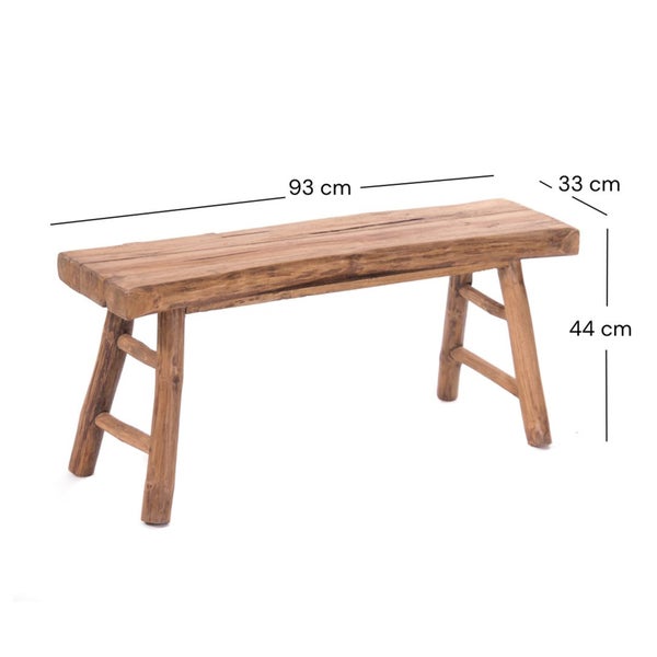Sitzbank Malu 93 Teak Massivholz naturfarben