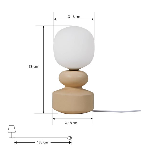 Tischleuchte mit den Maßen 38 cm Höhe und 18 cm Durchmesser
