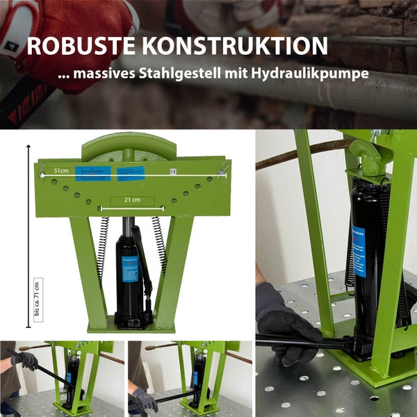 Rohrbiegemaschine hydraulisch 16t Presskraft 8 Matritzen 90° Biegewinkel Rohrbieger Rohrbiegegerät