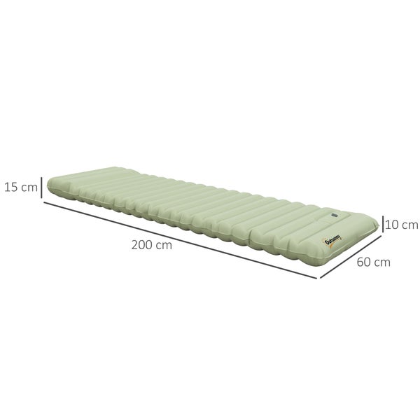 Outsunny Camping Isomatte, Luftmatratze, wasserabweisend Luftbett mit Fußpumpe, Schlafmatte mit Tragetasche für Camping, bis 80 kg belastbar, Grün