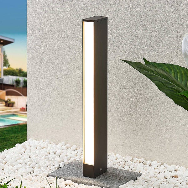 Lucande LED Außenleuchte Lirka (spritzwassergeschützt (Modern) in Alu aus Aluminium (1 flammig, ) - Wegeleuchte Pollerleuchte Wegelampe Sockelleuchte