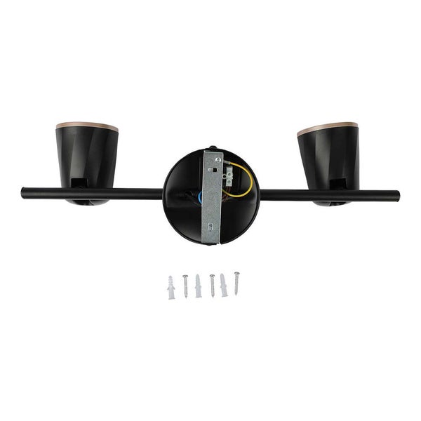 V-TAC VT-812-B-N - LED-Wandleuchten mit Doppelkopf - Schwarz - IP20 - 10W - 1080 Lumen - 3000K