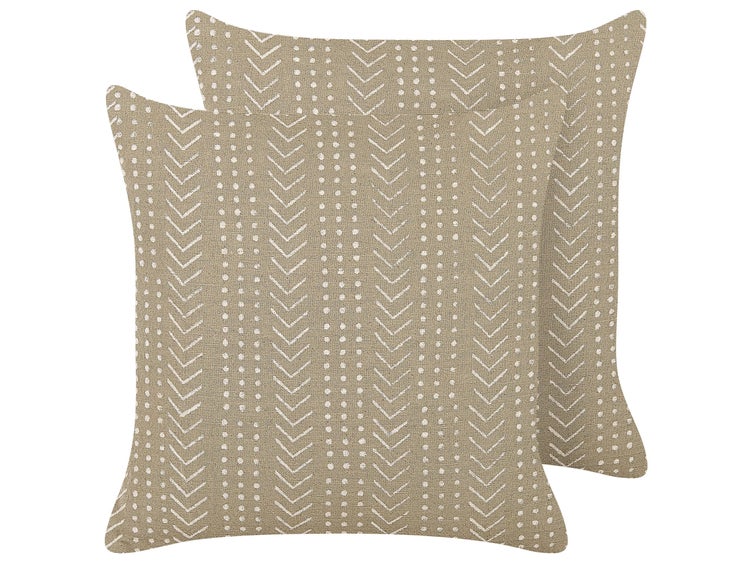 Dekokissen 2er Set SENECIO Baumwolle 45 x 45 cm Beige Geometrisches Muster