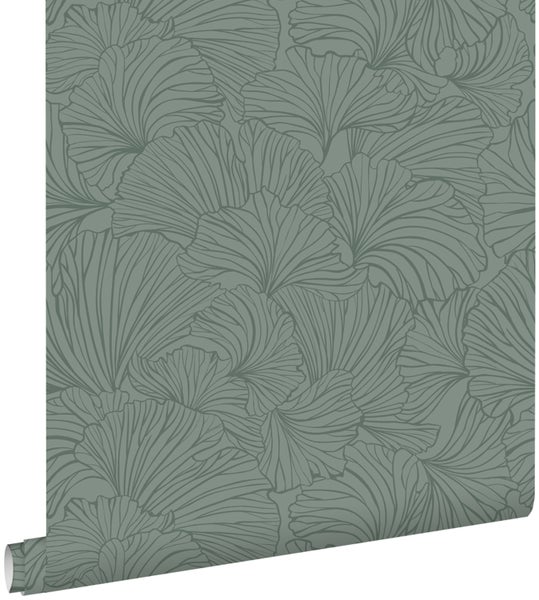 ESTAhome Tapete Ginkgoblätter Graugrün - 0.53 x 10.05 m - 139616