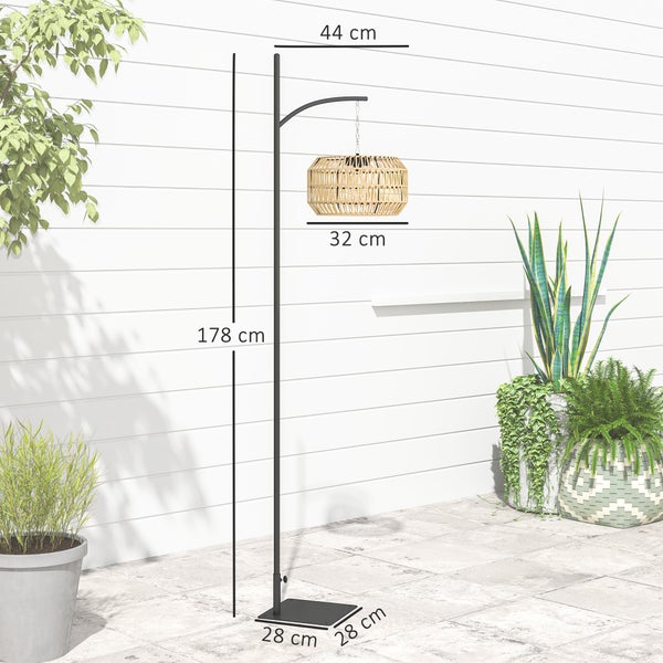 Outsunny Solar Stehlampe Rattan Solarlampen mit Lichtsensor Automatische Solarleuchte im Boho-Stil IP44 Wasserdichte Solarlampe Outdoor Lampe Solarlaterne für Garten Balkon Außen Rasen Hof