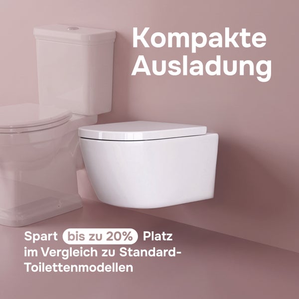 Wandhänge WC mit kompakter Ausladung für platzsparende Montage im Badezimmer